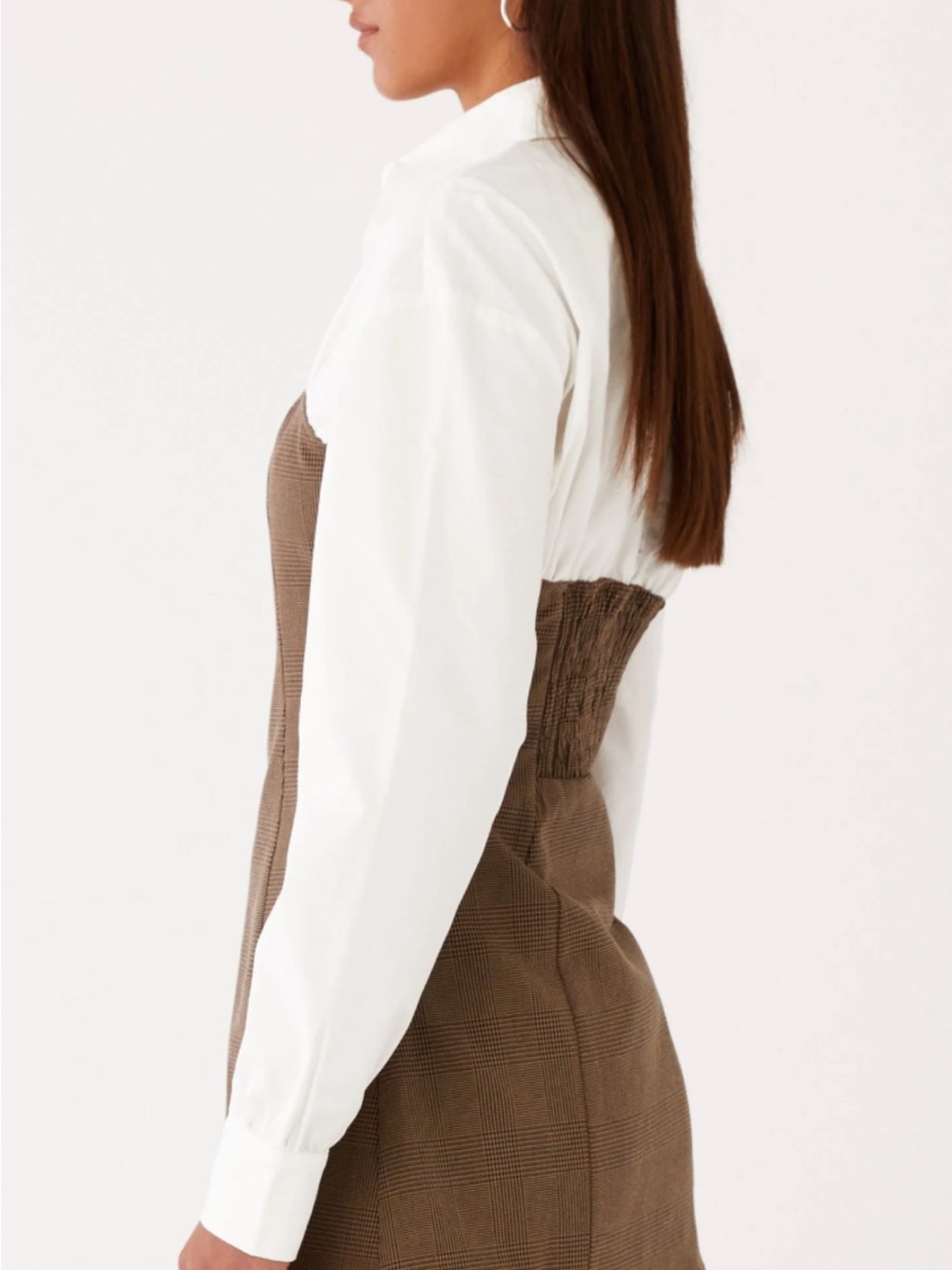 Peppermayo Brown & White Adelaide Shirt Mini Dress - Picture 2 of 4